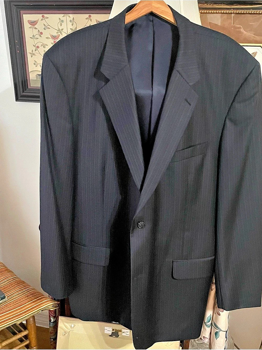 Hickey Freeman Custom Clothing Pinstripe Wool Sport Coat 41 Small Jacket